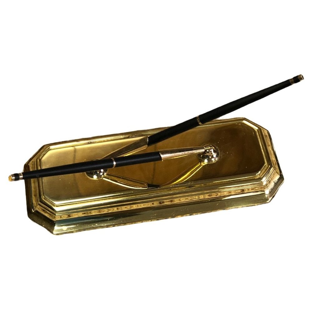 Vintage‎ Baldwin Brass Desk Set Pen and Pencil and Holder W Pens Colibri